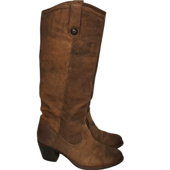 Frye Leather Jackie Button Boots Size 6.5 B Distressed Brown Suede - Picture 4 of 16